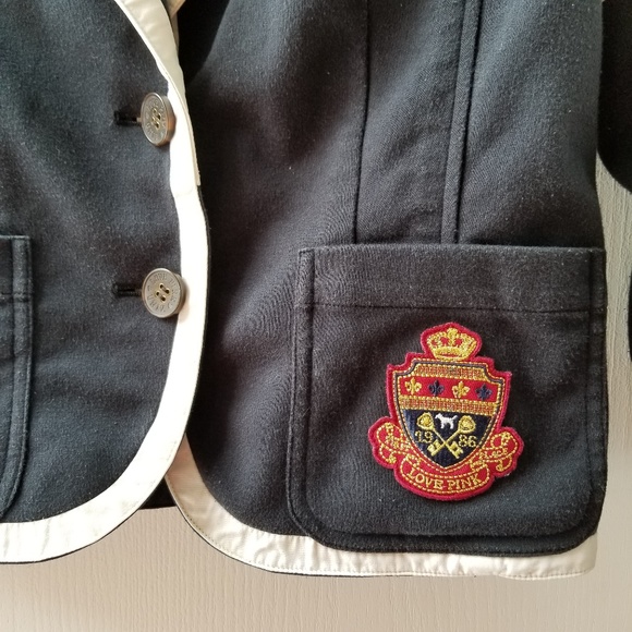 Vintage PINK Victoria's Secret Navy Prep Blazer with Crest - Picture 4 of 8